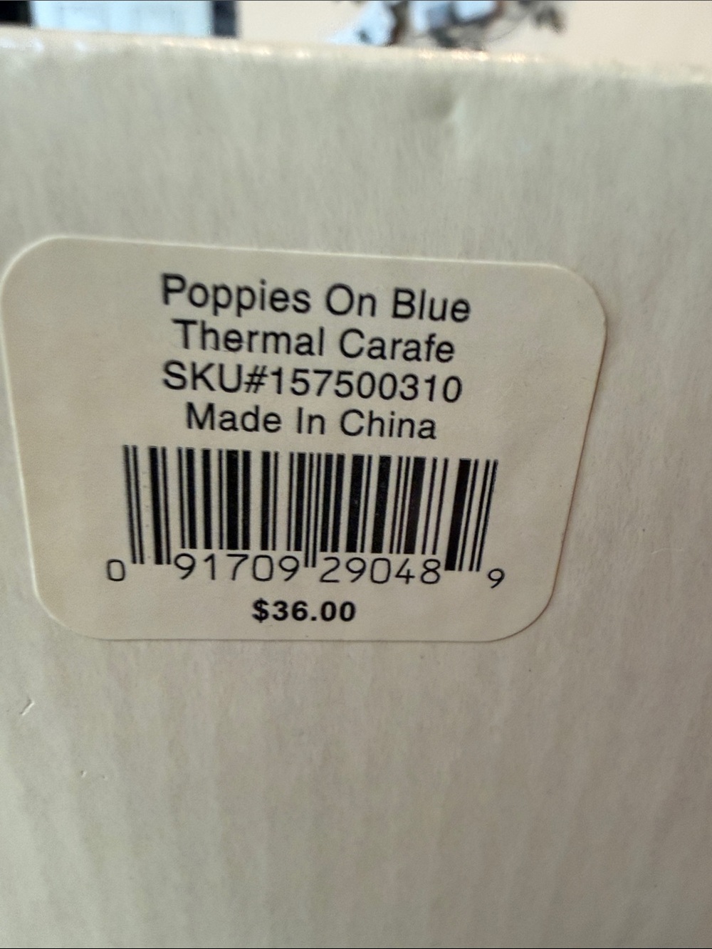 Lenox Insulated carafe-Poppies on Blue pattern - Picture 3 of 3